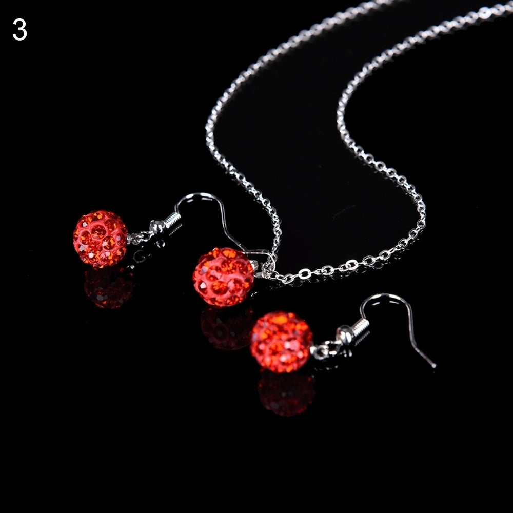 Lady Fashion Rhinestone Pendant Necklace Hook Earring Banquet Party Jewelry Set Image 2