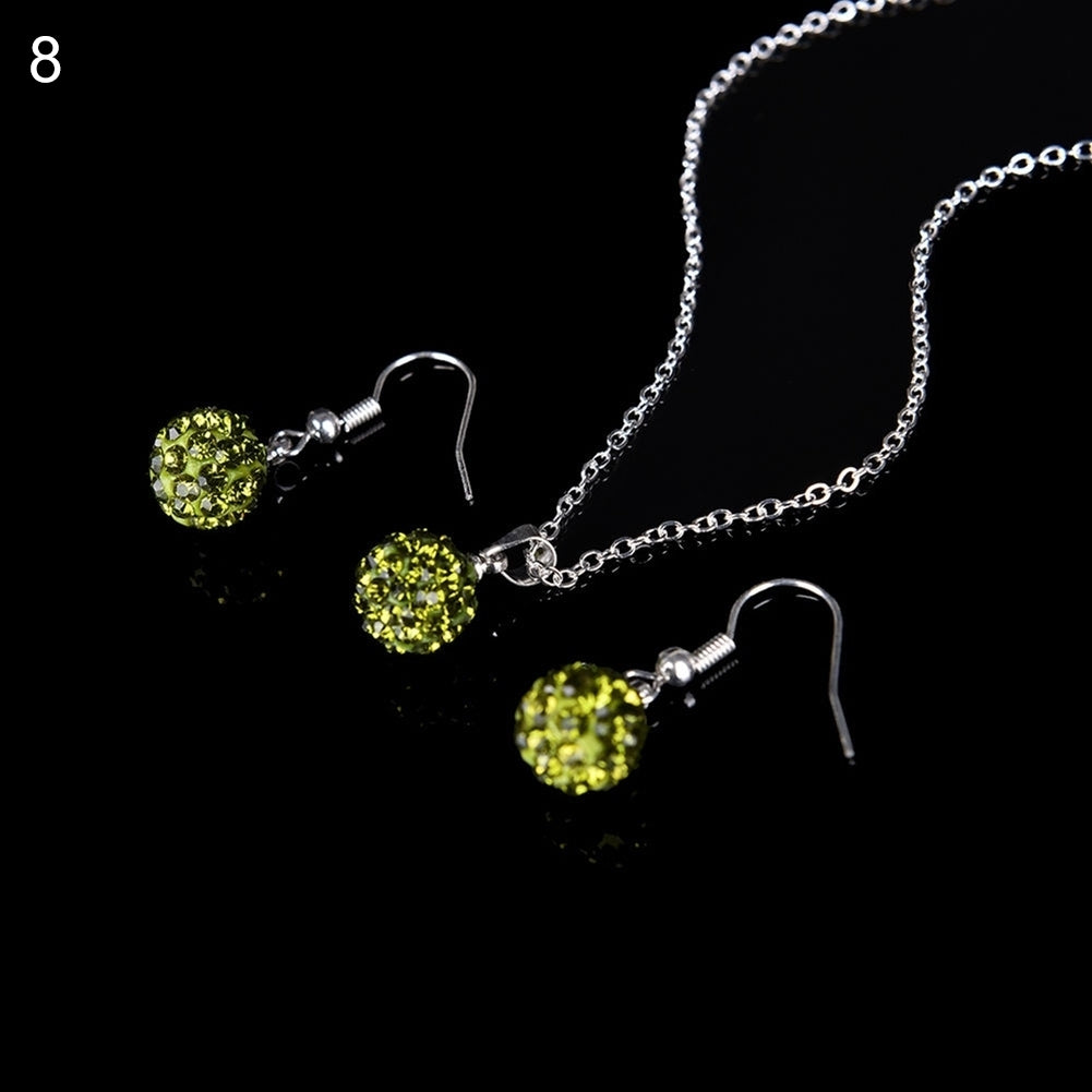 Lady Fashion Rhinestone Pendant Necklace Hook Earring Banquet Party Jewelry Set Image 4