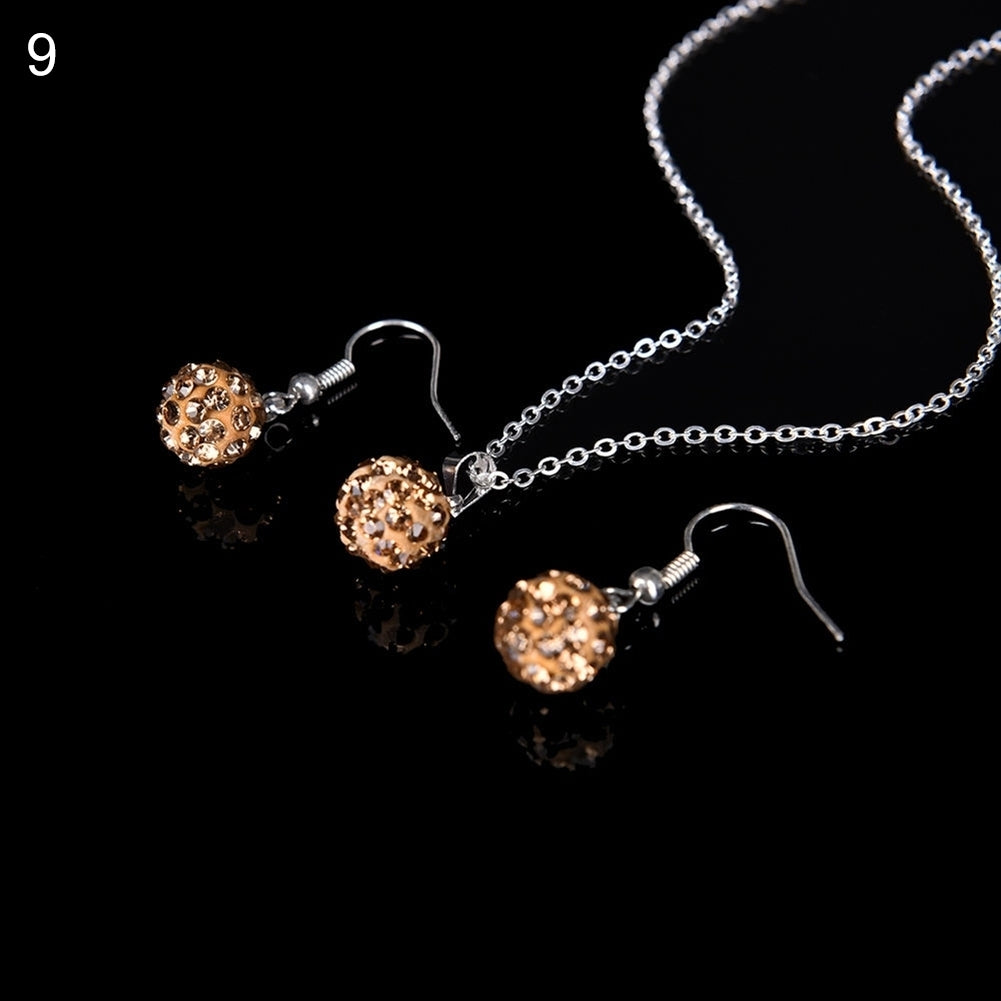 Lady Fashion Rhinestone Pendant Necklace Hook Earring Banquet Party Jewelry Set Image 6