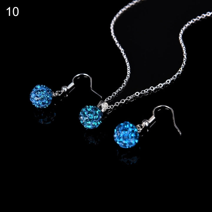 Lady Fashion Rhinestone Pendant Necklace Hook Earring Banquet Party Jewelry Set Image 7