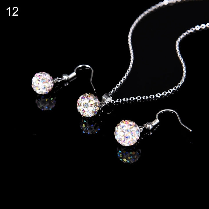 Lady Fashion Rhinestone Pendant Necklace Hook Earring Banquet Party Jewelry Set Image 9