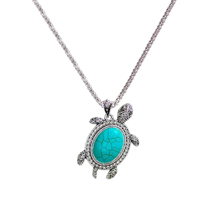 3Pcs Women Retro Faux Turquoise Turtle Charm Earrings Necklace Bracelet Image 11