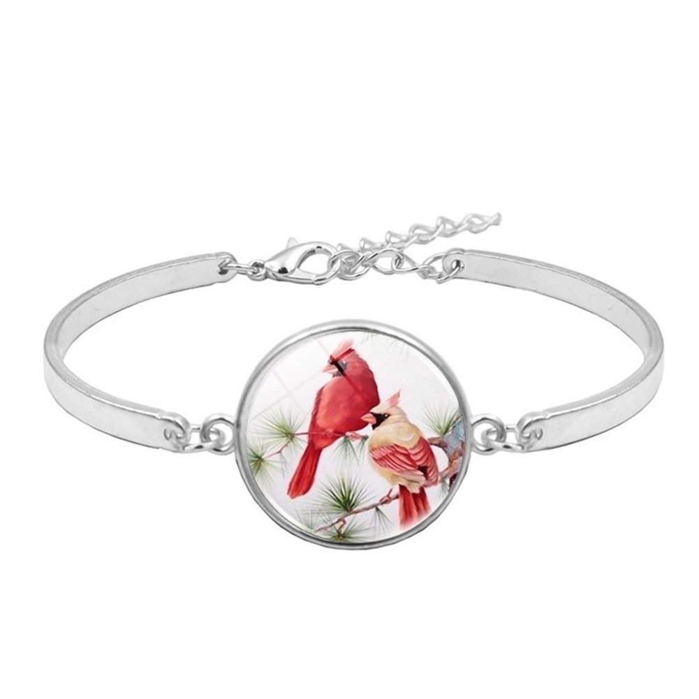 3Pcs Cardinal Bird Glass Cabochon Pendant Women Necklace Bracelet Earrings Image 7