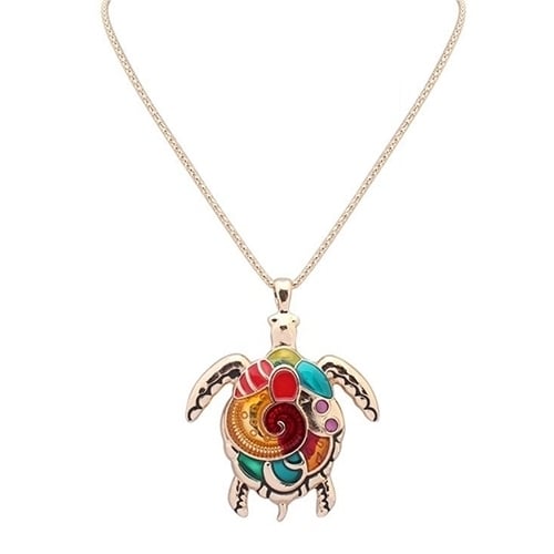 Multi-Color Tortoise Pendant Necklace Turtle Drop Hook Earrings Jewelry Set Image 10