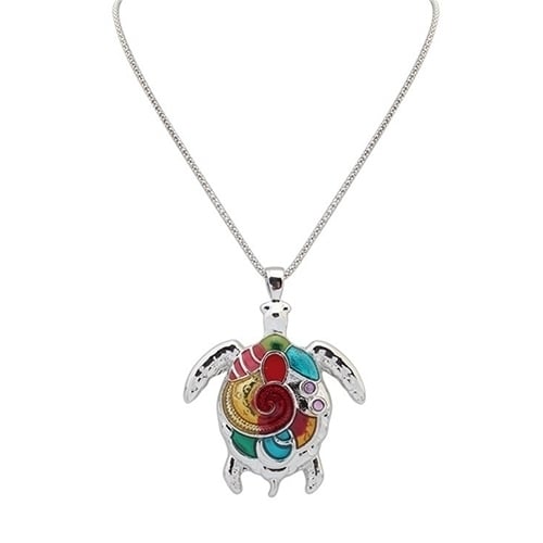 Multi-Color Tortoise Pendant Necklace Turtle Drop Hook Earrings Jewelry Set Image 11