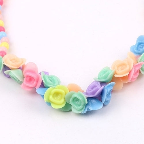Kids Girls Lovely Multicolor Beads Flowers Necklace Bracelet 2 in 1 Party Jewelry Set Image 7