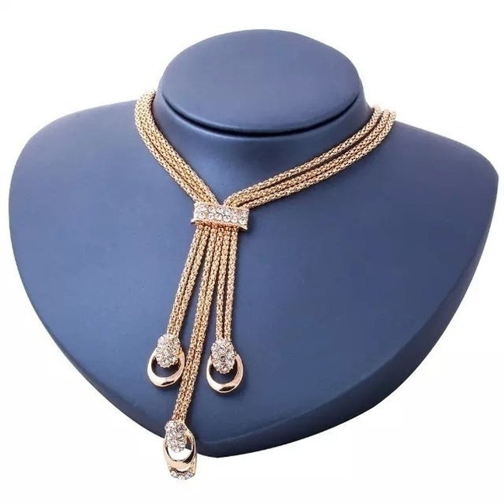 Luxury Rhinestone Necklace Bracelet Earrings Ring Bridal Wedding Jewelry Set Image 2