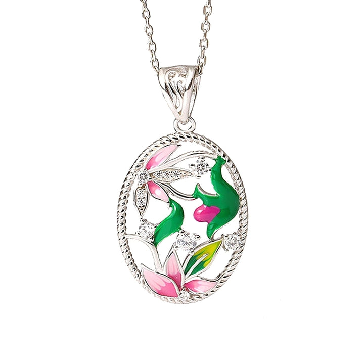 Lady Enamel Flower Rhinestone Oval Dangle Earrings Necklace Ring Jewelry Gift Image 3