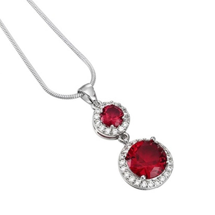 Women Faux Gemstone Cubic Zirconia Pendant Necklace Earrings Ring Jewelry Sets Image 4
