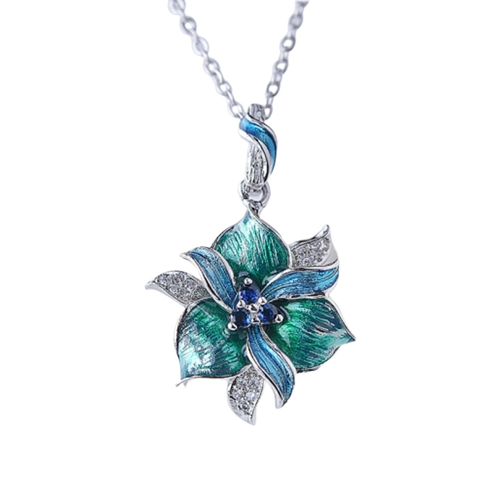 Women Rhinestone Inlaid Enamel Flower Pendant Necklace Earrings Ring Jewelry Image 6