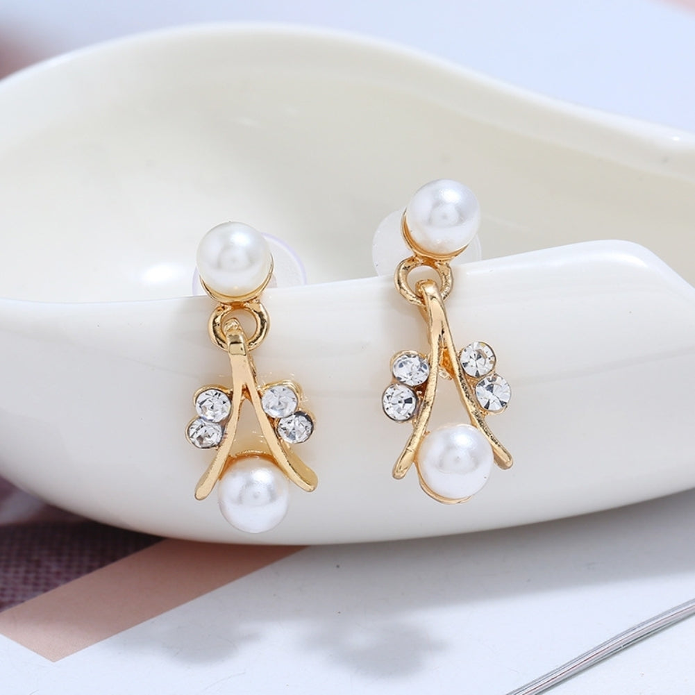 Elegant Faux Pearl Rhinestone Necklace Earrings Bracelet Bridal Jewelry Gift Image 4
