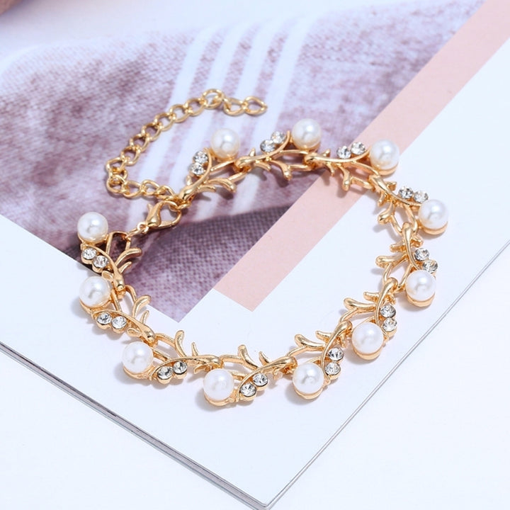 Elegant Faux Pearl Rhinestone Necklace Earrings Bracelet Bridal Jewelry Gift Image 4