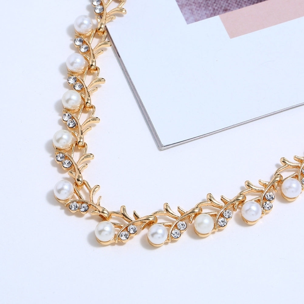 Elegant Faux Pearl Rhinestone Necklace Earrings Bracelet Bridal Jewelry Gift Image 8