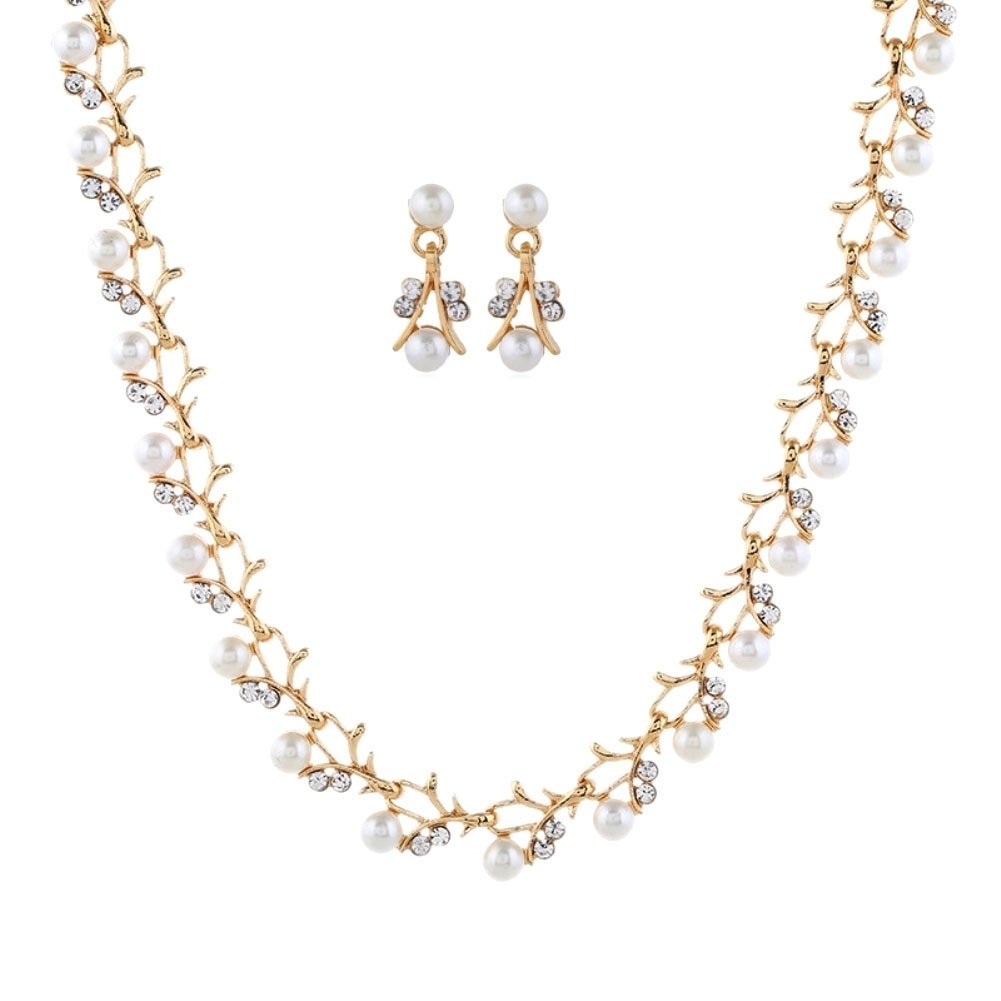 Elegant Faux Pearl Rhinestone Necklace Earrings Bracelet Bridal Jewelry Gift Image 10
