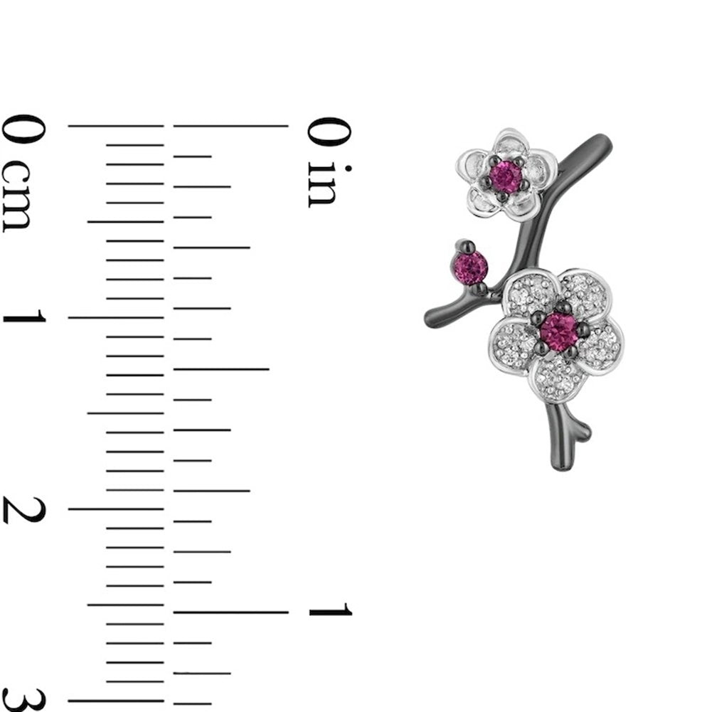 Rhinestone Plum Blossom Flower Women Necklace Ear Stud Earrings Finger Ring Image 8