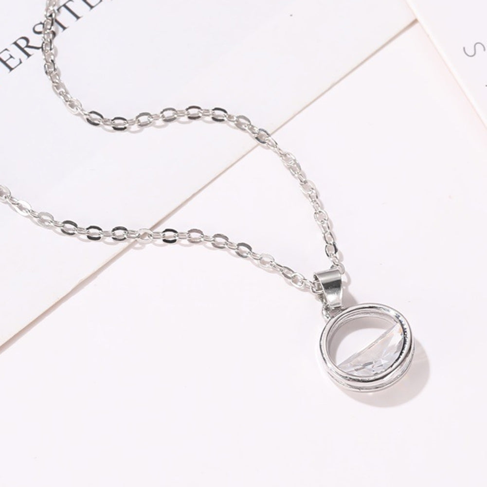 Women Cubic Zirconia Hollow Round Pendant Necklace Huggie Earrings Jewelry Gift Image 4