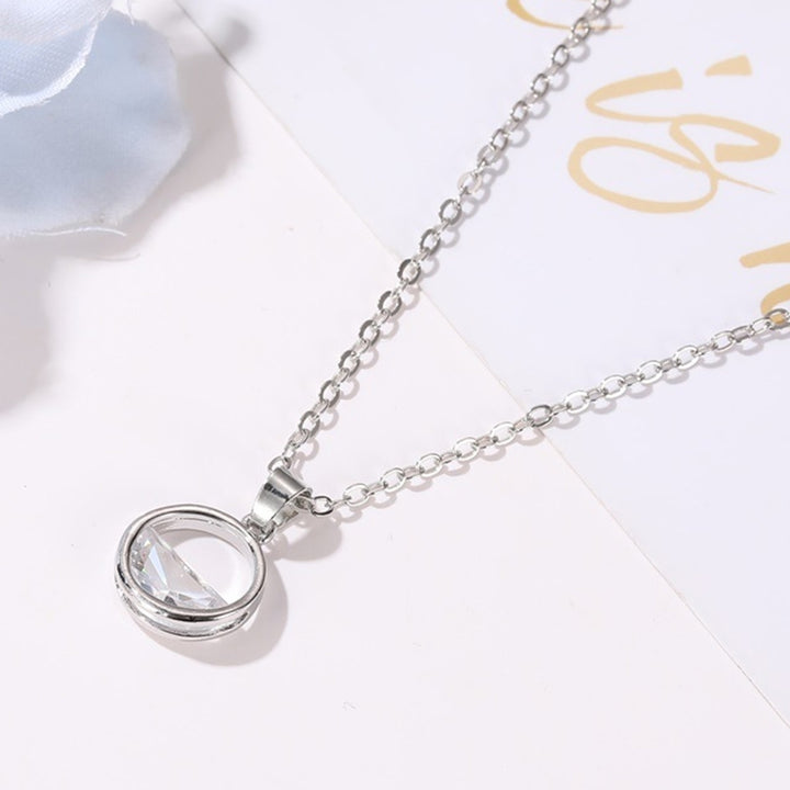 Women Cubic Zirconia Hollow Round Pendant Necklace Huggie Earrings Jewelry Gift Image 8