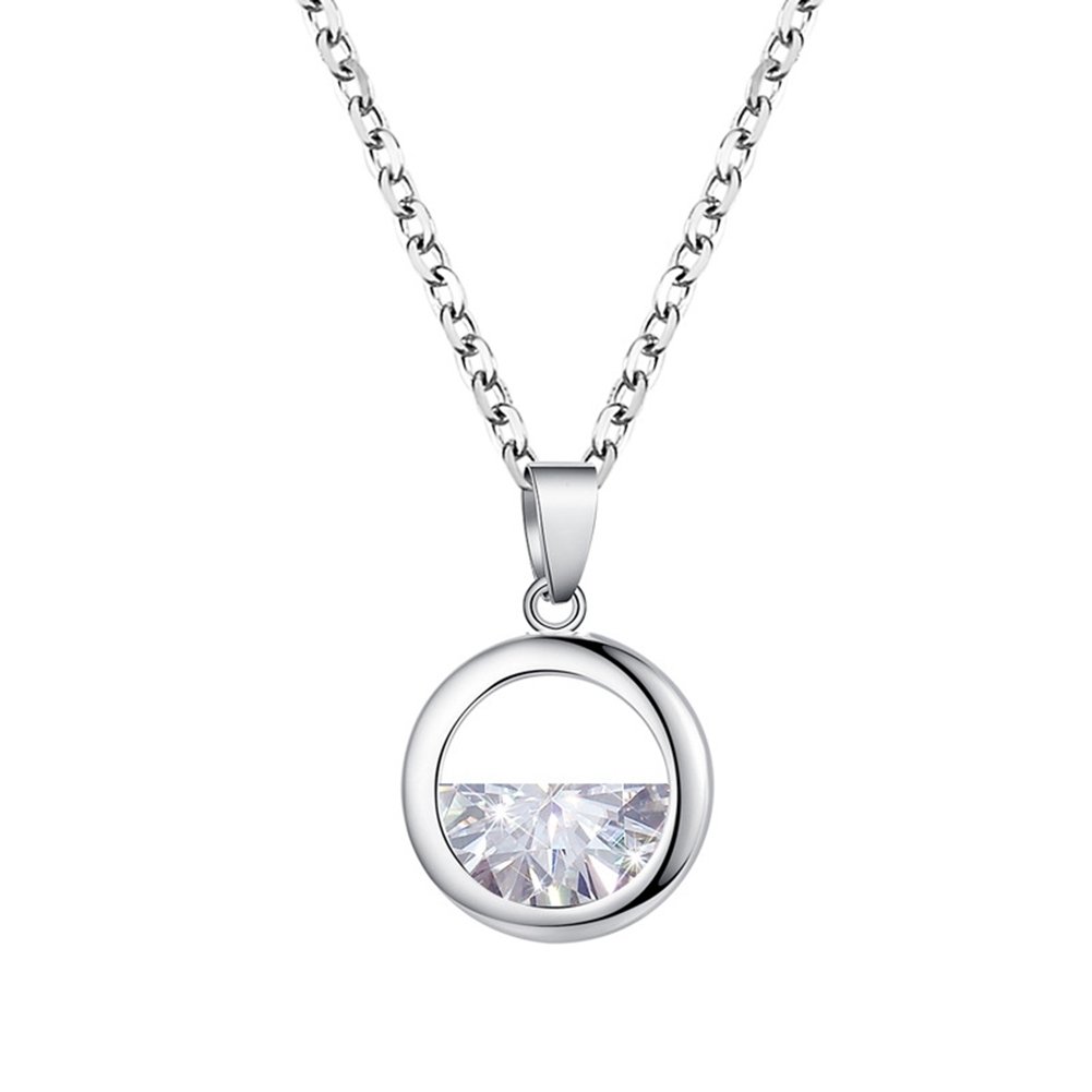 Women Cubic Zirconia Hollow Round Pendant Necklace Huggie Earrings Jewelry Gift Image 10