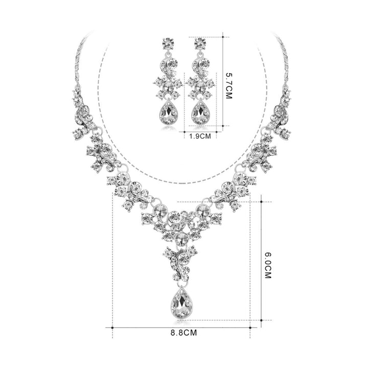 Women Prom Wedding Bridal Faux Crystal Rhinestone Necklace Earrings Jewelry Set Image 8