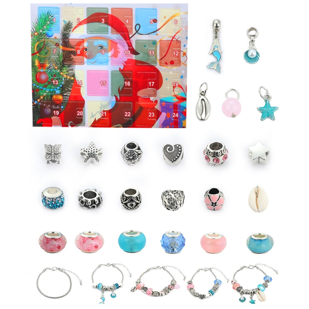 Xmas Countdown Santa Calendar Beads DIY Bracelet Jewelry Making Kit Kids Gift Image 6