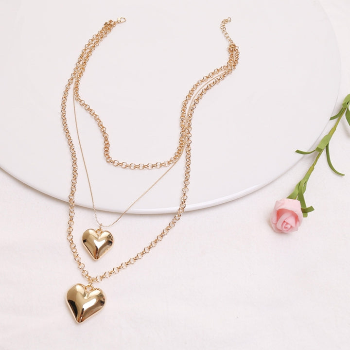 Necklace Heart Pendant Link Chain Women Multi-layer Necklace Electroplating Hook Earrings Bracelet for Party Image 7