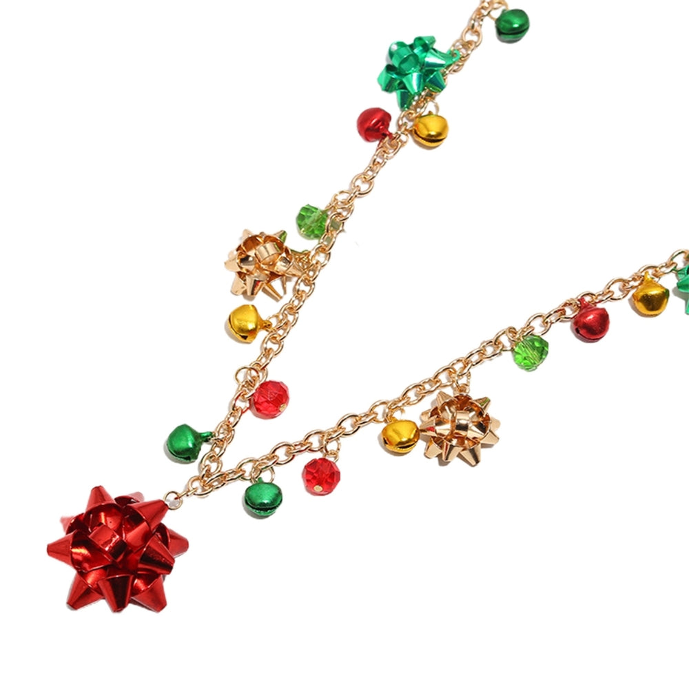 Necklace Bracelet Earrings Set Colorful Bell Flower Women Christmas Element Lightweight Necklace Bracelet Hook Earrings Image 2