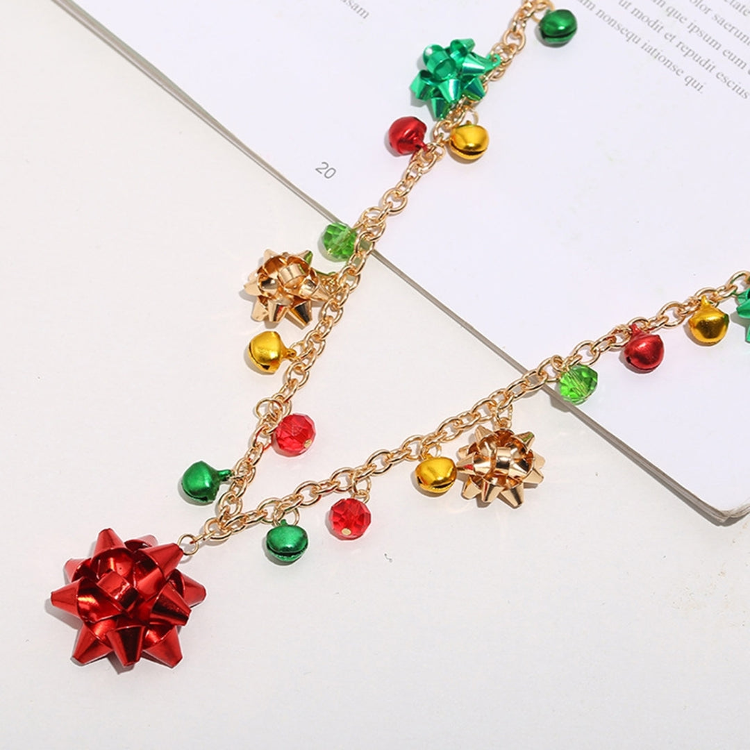 Necklace Bracelet Earrings Set Colorful Bell Flower Women Christmas Element Lightweight Necklace Bracelet Hook Earrings Image 6