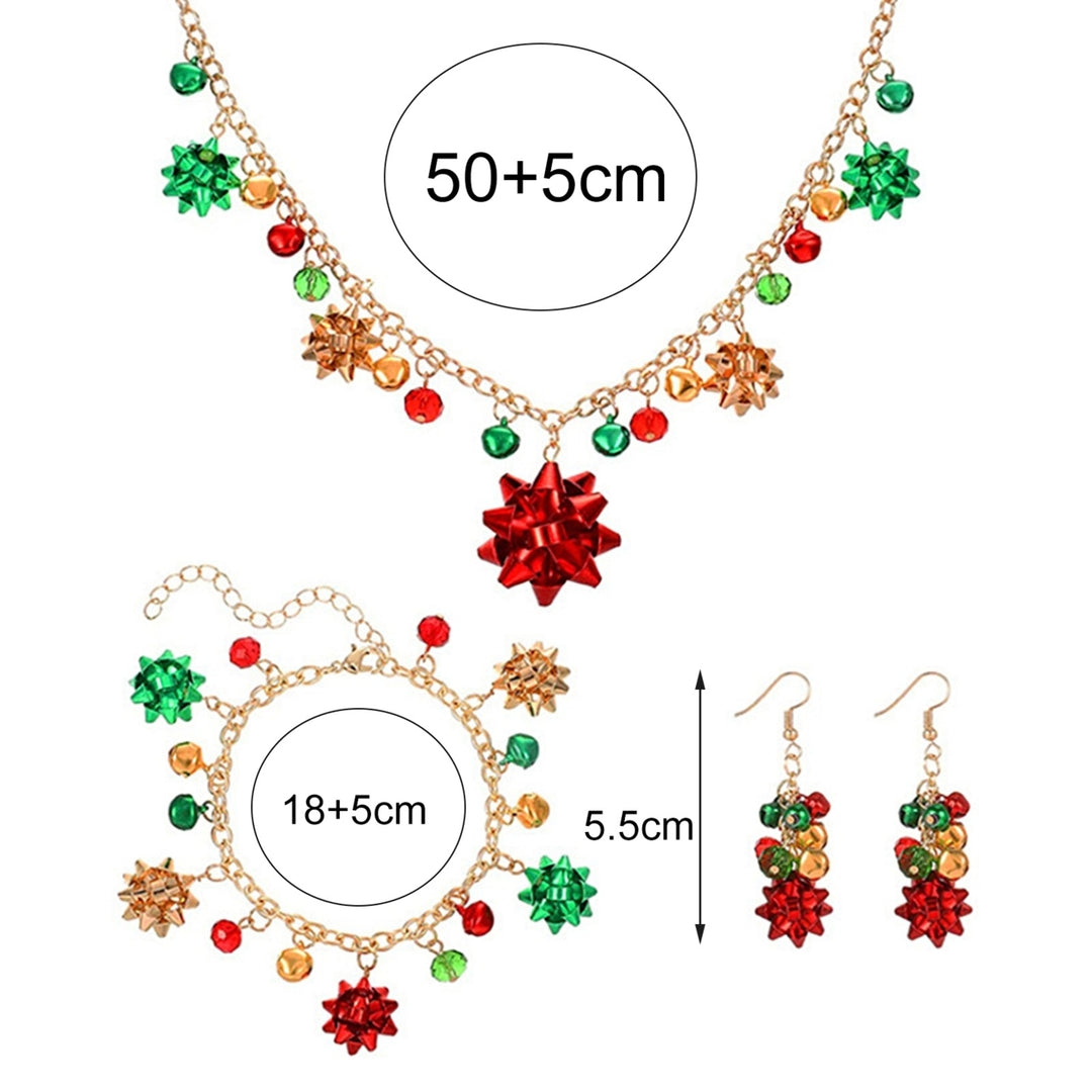 Necklace Bracelet Earrings Set Colorful Bell Flower Women Christmas Element Lightweight Necklace Bracelet Hook Earrings Image 9