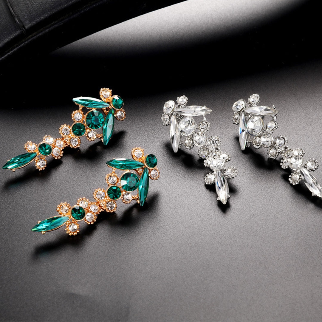 1 Set Bridal Necklace Earrings Flower Rhinestone Jewelry Adjustable Electroplating Jewelry Set for Wedding Image 8