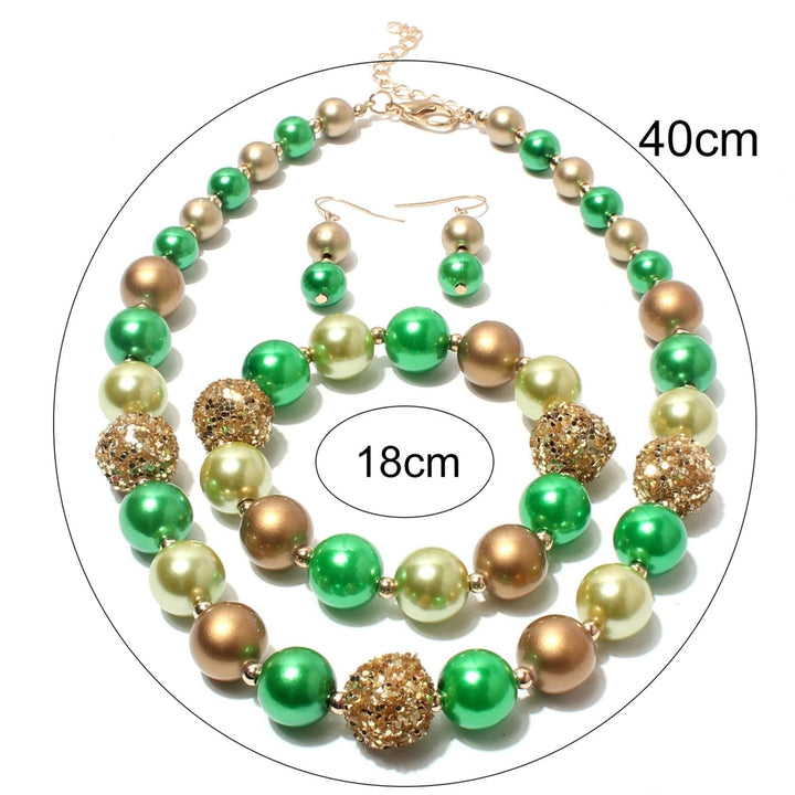 Christmas Simulated Pearl Necklace Eye-catching Heavy Duty Festive Holiday Necklace Chain Bracelet Combo for Girl Image 4