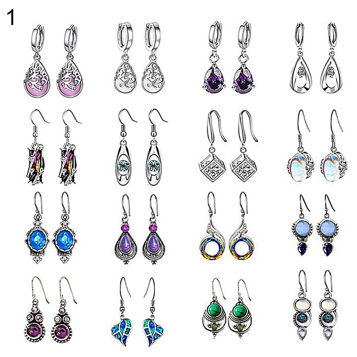 16 Pair Bohemia Women Teardrop Drop Dangle Earring Fashion Jewelry Accessories Image 12