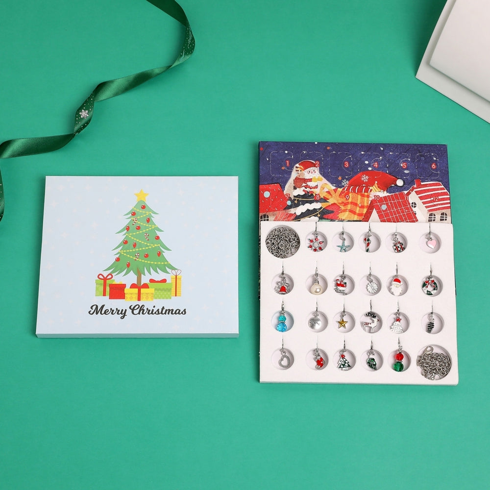 1 Set Christmas Charm Calendar Snowflake Deer Heart Pendant Decoration Girls Christmas Element All Match Bracelet Image 2