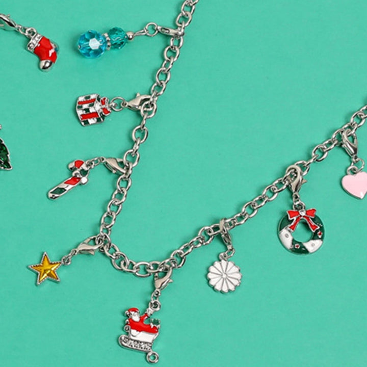 1 Set Christmas Charm Calendar Snowflake Deer Heart Pendant Decoration Girls Christmas Element All Match Bracelet Image 12