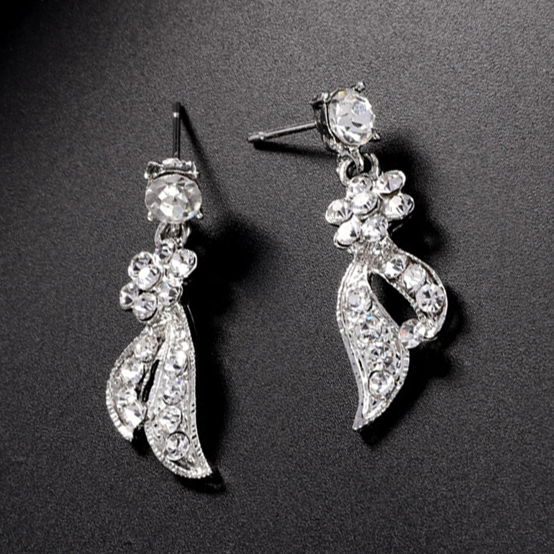 1 Set Bridal Necklace Earrings Rhinestone Adjustable Jewelry Exaggerate Lightweight Jewelry Set for Wedding Image 3