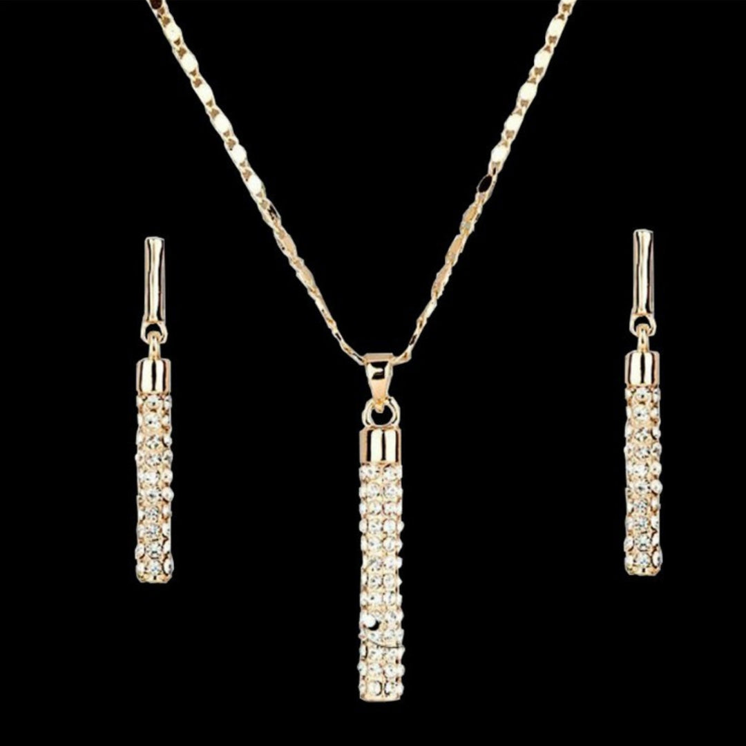 Women Necklace Cylindrical Shape All Match Accessory Gorgeous Pendant Necklace Earrings Set for Decoration Image 7