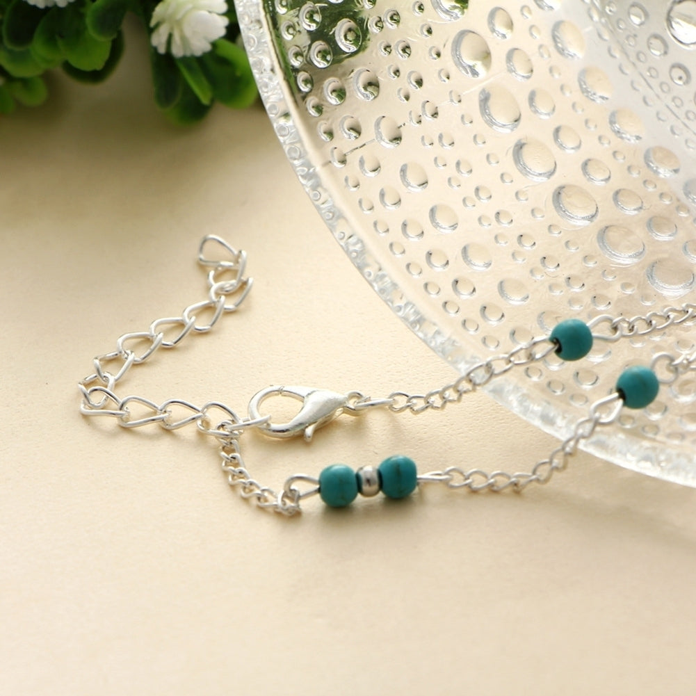 Fashion Women Faux Turquoise Beaded Chain Anklet Ankle Bracelet Beach Jewelry Image 4