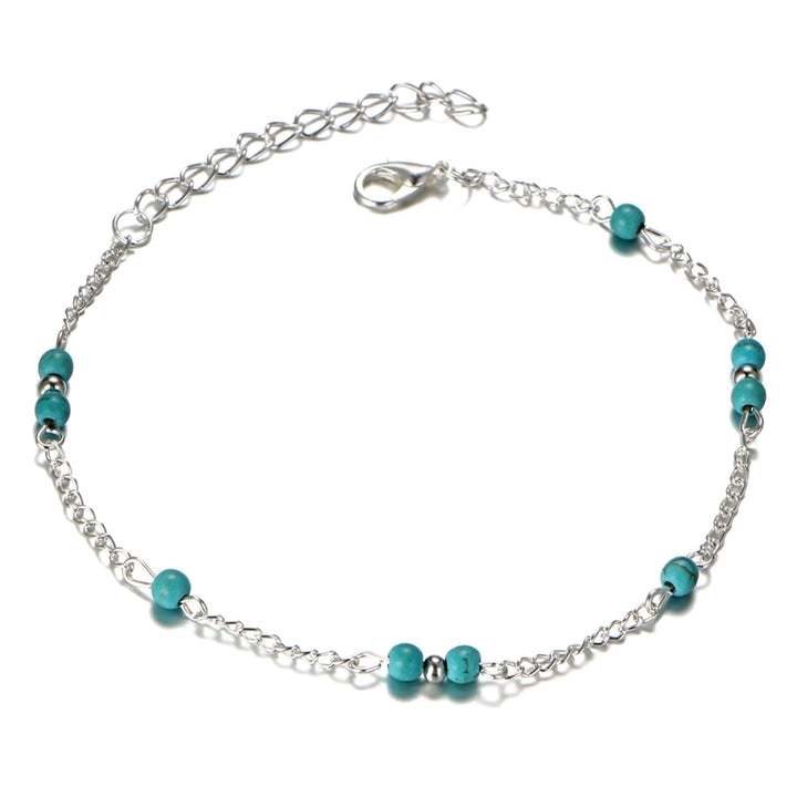 Fashion Women Faux Turquoise Beaded Chain Anklet Ankle Bracelet Beach Jewelry Image 7