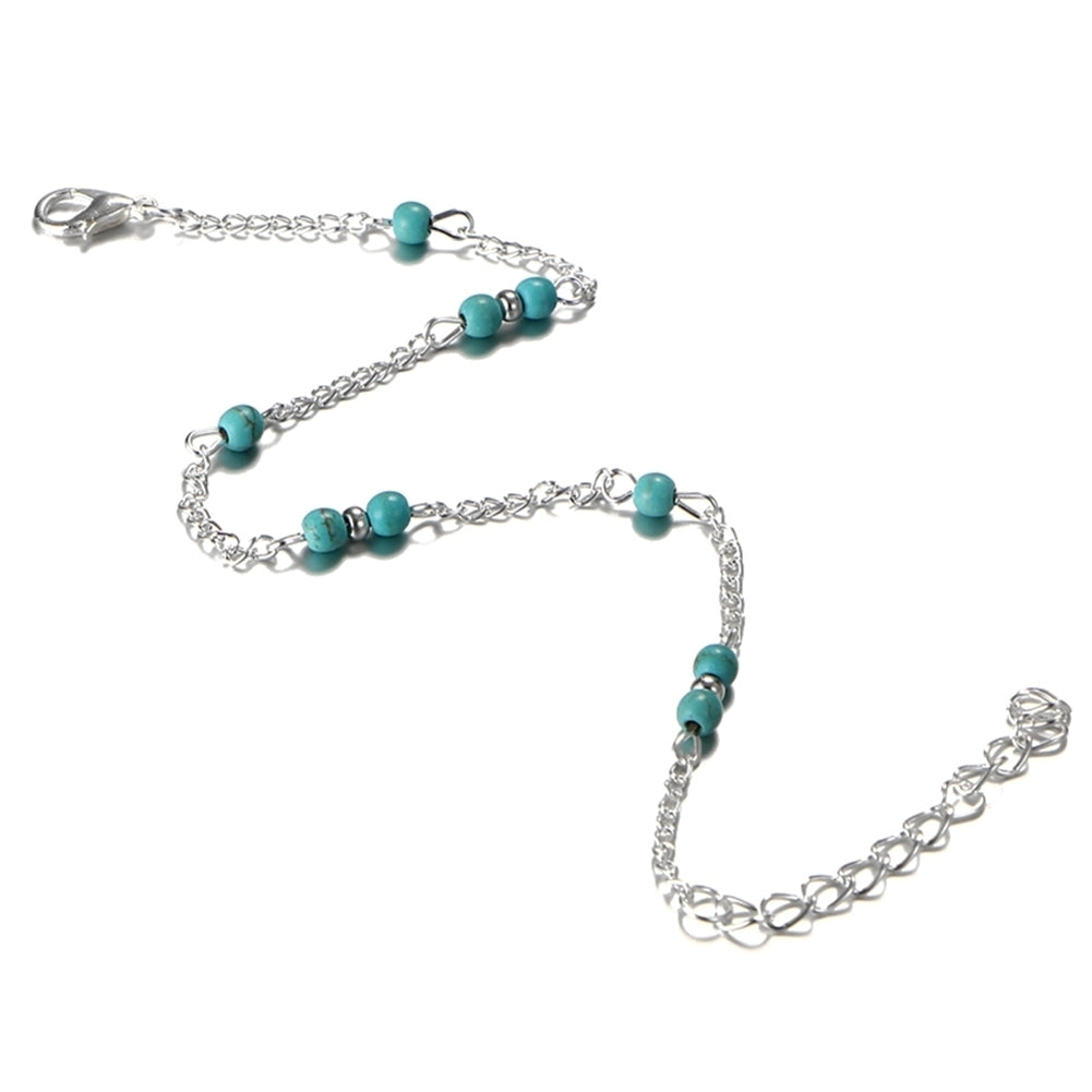 Fashion Women Faux Turquoise Beaded Chain Anklet Ankle Bracelet Beach Jewelry Image 8