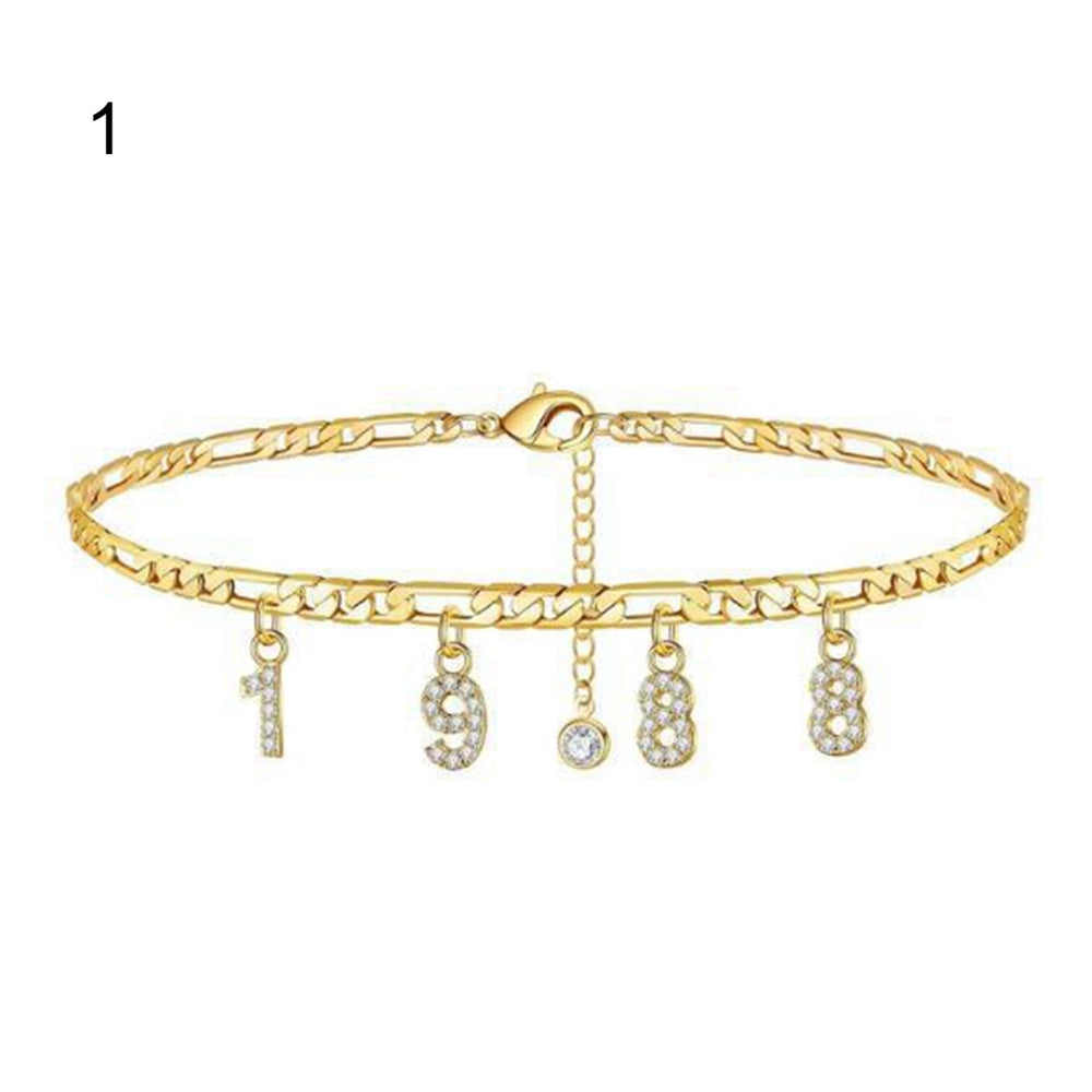 Adjustable Alloy Anklet Chain Birthday Jewelry Bracelet Year Number 1988-1996 Image 2