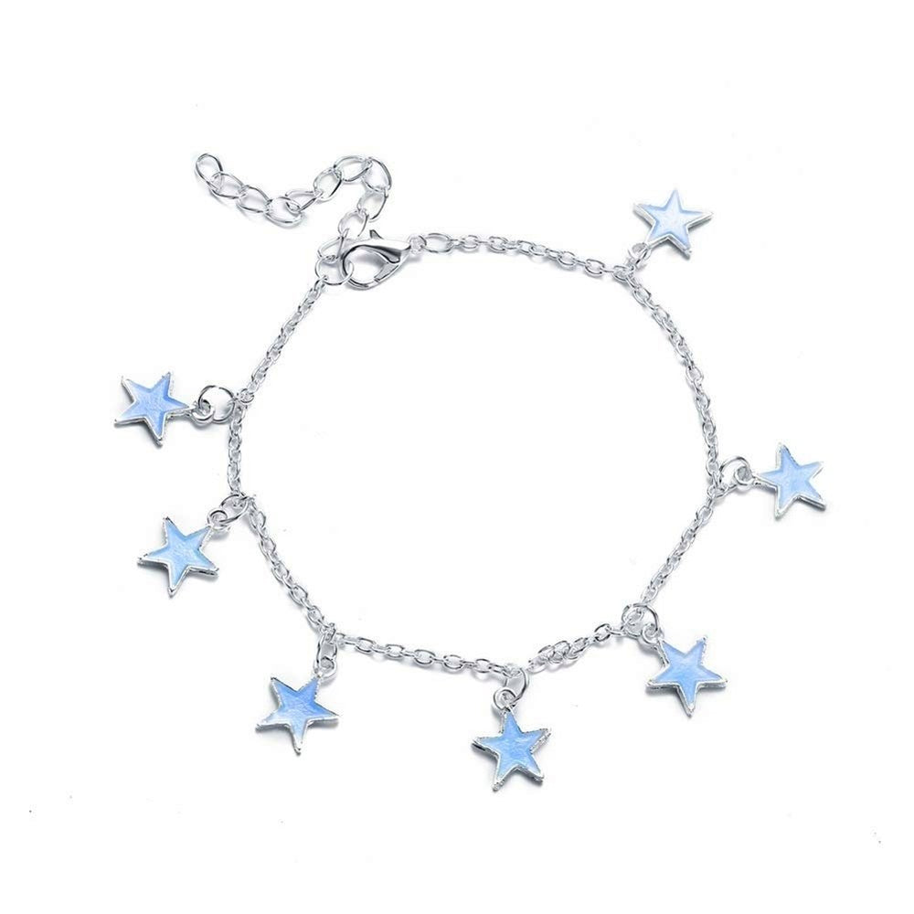 Women Elegant Beach Luminous Blue Star Pendant Anklets Bracelets Jewelry Gift Image 2