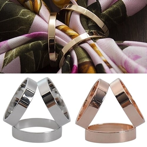 Fashion Rose Gold Plated Trio Scarf Ring Silk Scarf Buckle Clip Slide Jewelry Image 2