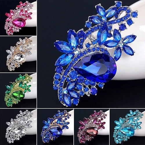 Waterdrop Flower Brooch Pin Rhinestone Crystal Brooches Bouquet Wedding Jewelry Image 1