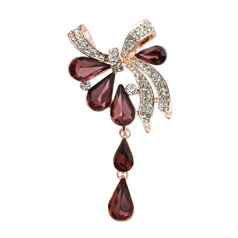 Women Fashion Alloy Rhinestone Bowknot Brooch Pin Luxury Dress Scarf Accessory Image 7