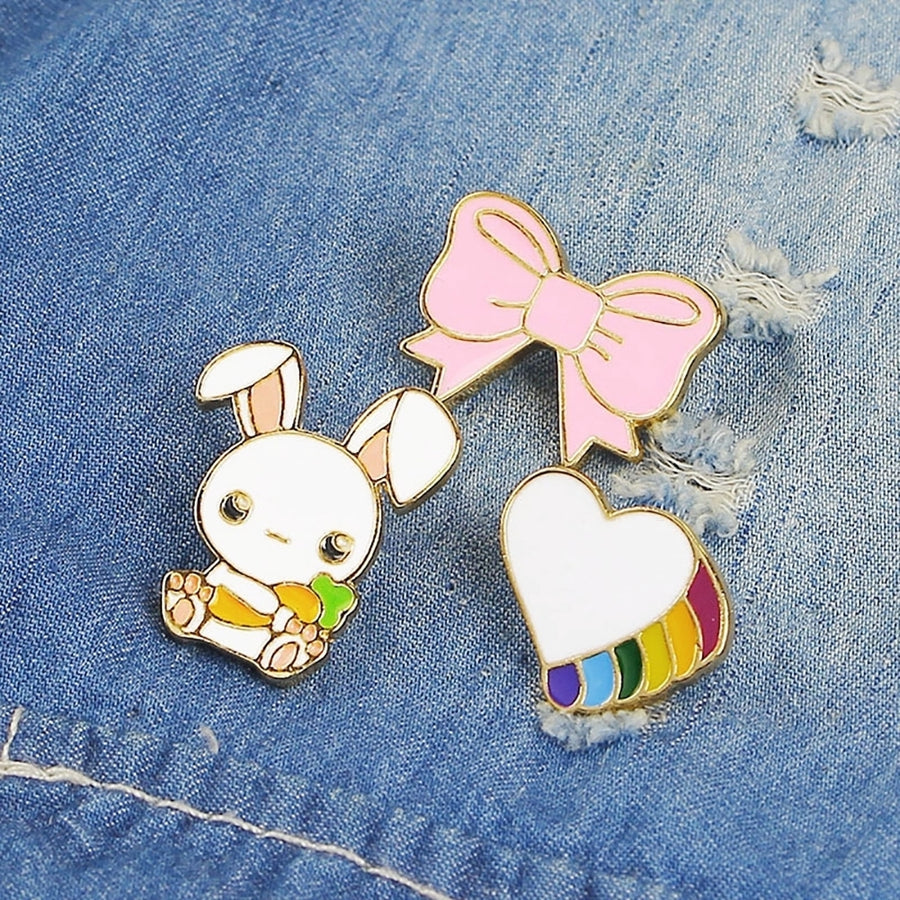 Cute Cartoon Enamel Brooch Pin Animal Rabbit Pattern Clothes Badge Jewelry Decor Image 1