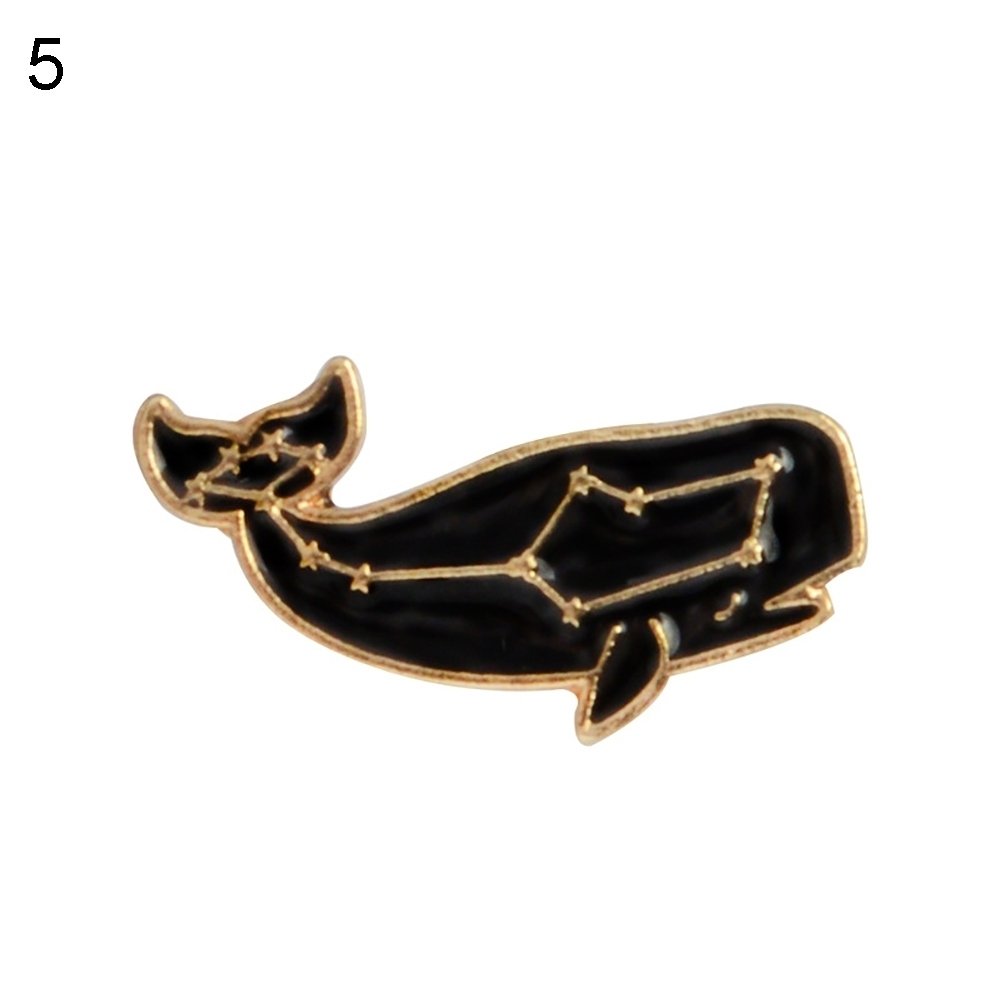 1Pc Fashion Enamel Lapel Badge Unisex Cartoon Whale Dolphin Print Brooch Pin Image 1