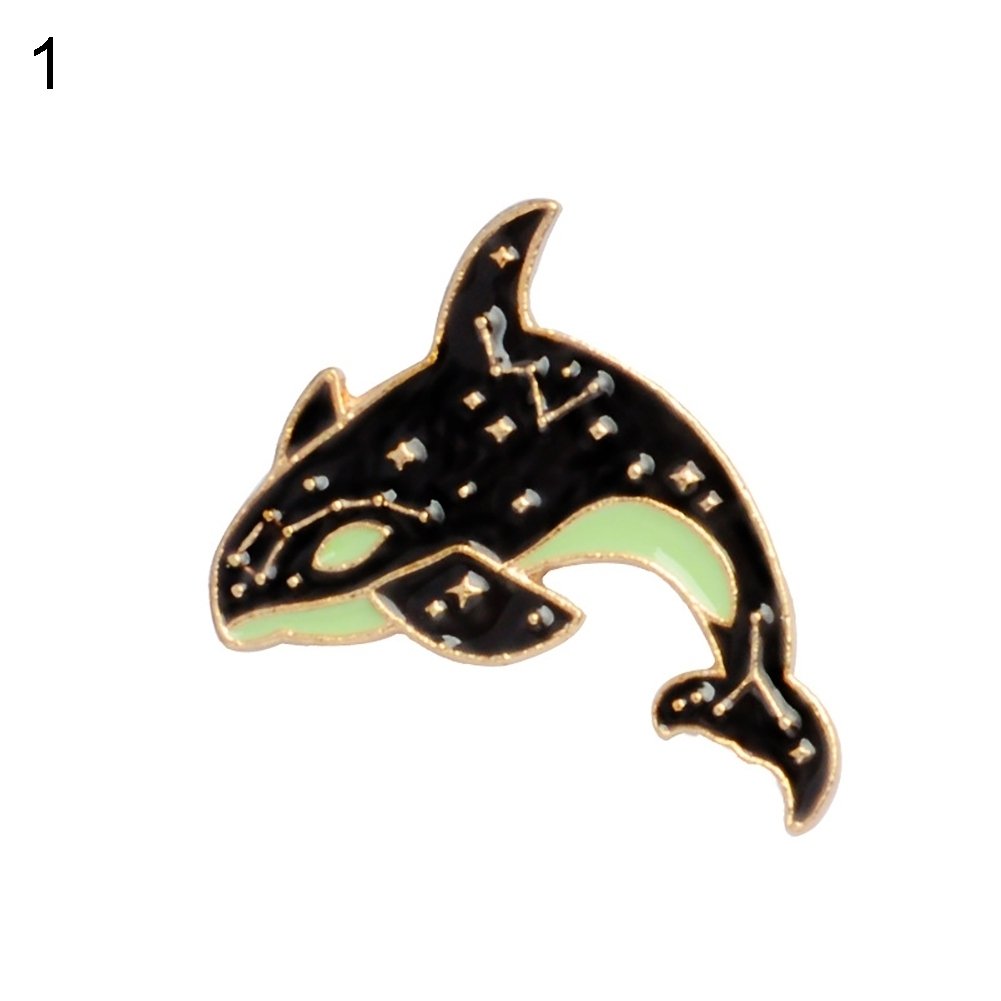 1Pc Fashion Enamel Lapel Badge Unisex Cartoon Whale Dolphin Print Brooch Pin Image 6