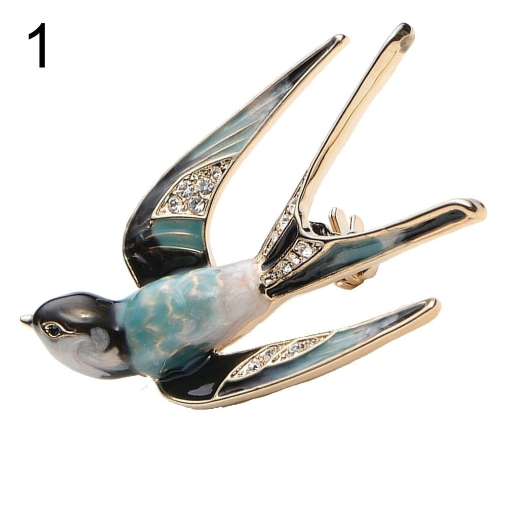 Fashion Women Enamel Swallow Bird Collar Brooch Pin Lapel Clothes Jewelry Decor Image 4
