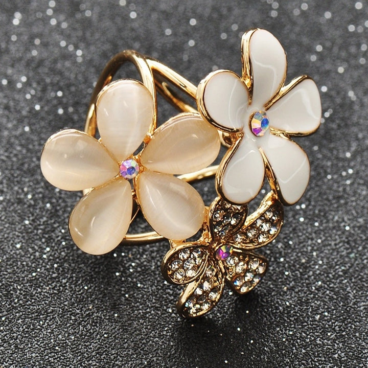 Women Shiny Rhinestone Inlaid Flower Scarf Ring Clip Holder Brooch Pin Buckle Image 9