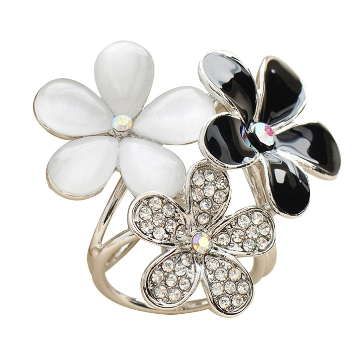 Women Shiny Rhinestone Inlaid Flower Scarf Ring Clip Holder Brooch Pin Buckle Image 11