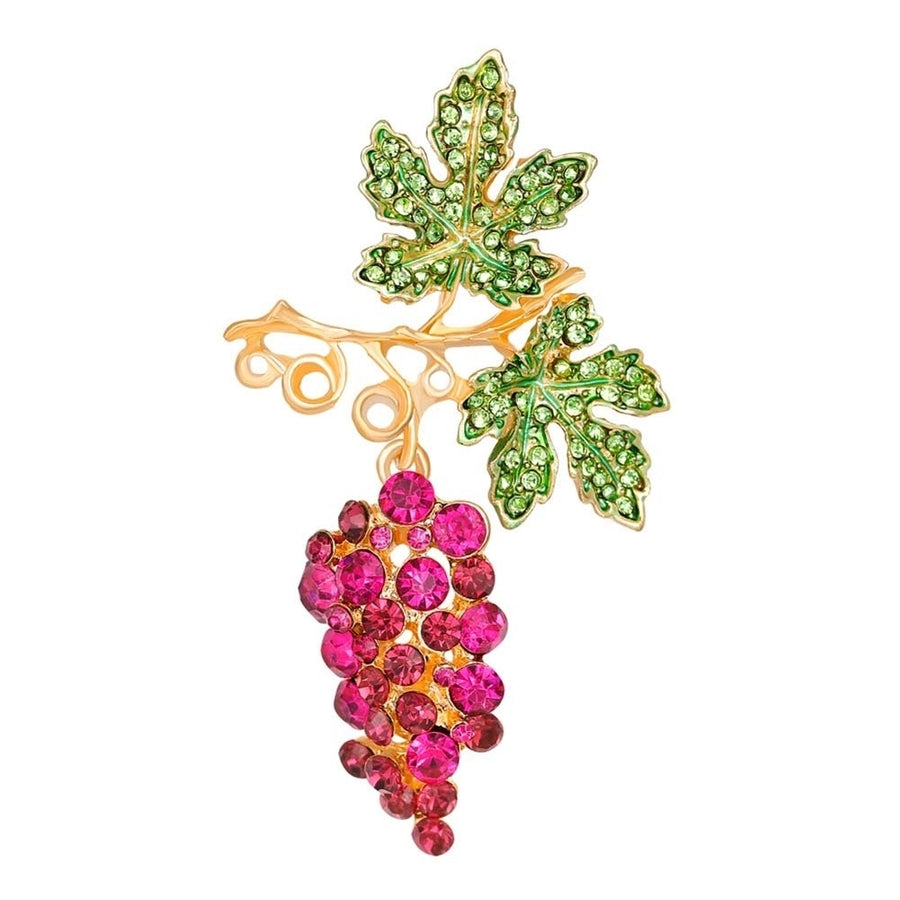 Women Rhinestone Grape Enamel Fruit Brooch Pin Cardigan Shawl Clip Jewelry Gift Image 1